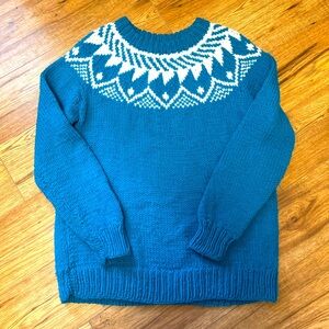 Blue Knit Icelandic Style Knit Sweater